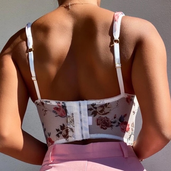 NWOT Floral Print Mesh Corset Bra with Underwire - Picture 3 of 13